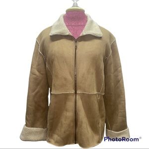 NY Classics Sherpa Lined Faux Suede Warm WinterJacket Size Medium